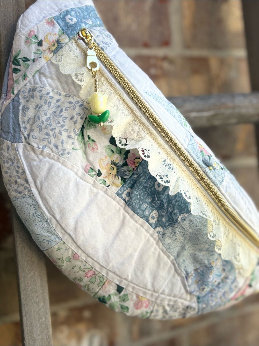 Handmade Medium-Sized Vintage Quilted Bum-Bag / Crossbody - Picture 2 of 6